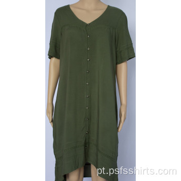 Vestido Verde Grama com Mangas Curtas